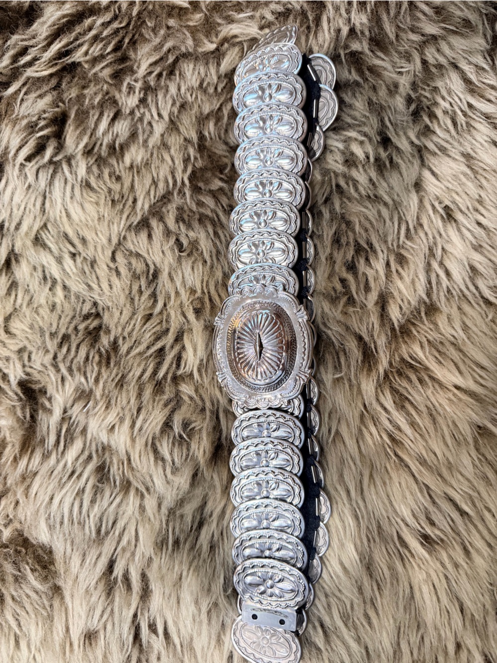 Vintage Super Stretchy Silver Concho Western Belt